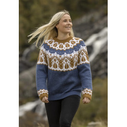 Viking mönsterkatalog 2336. Dam, herr tröjor stickade i Eco Highland wool